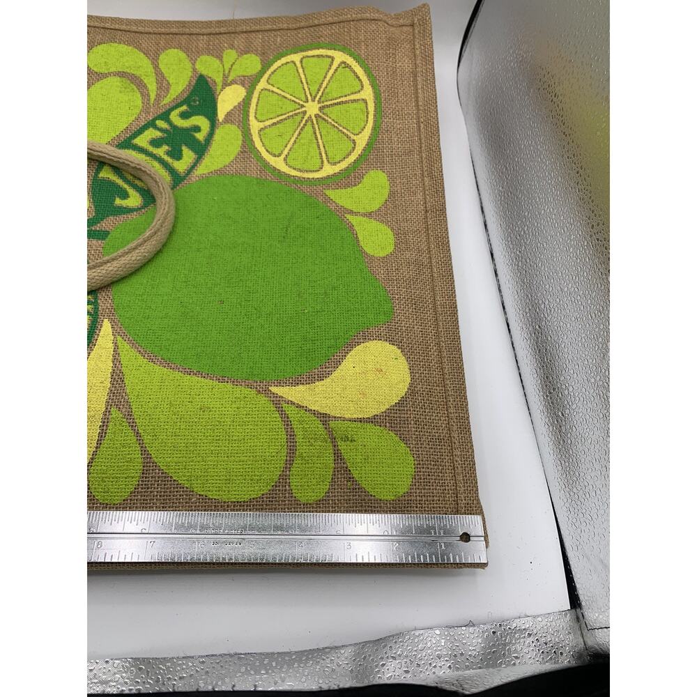 Trader Joe's Large Tote Bag Lemon and Lime Jute Burlap Reusable Shopping Bag - Picture 11 of 14